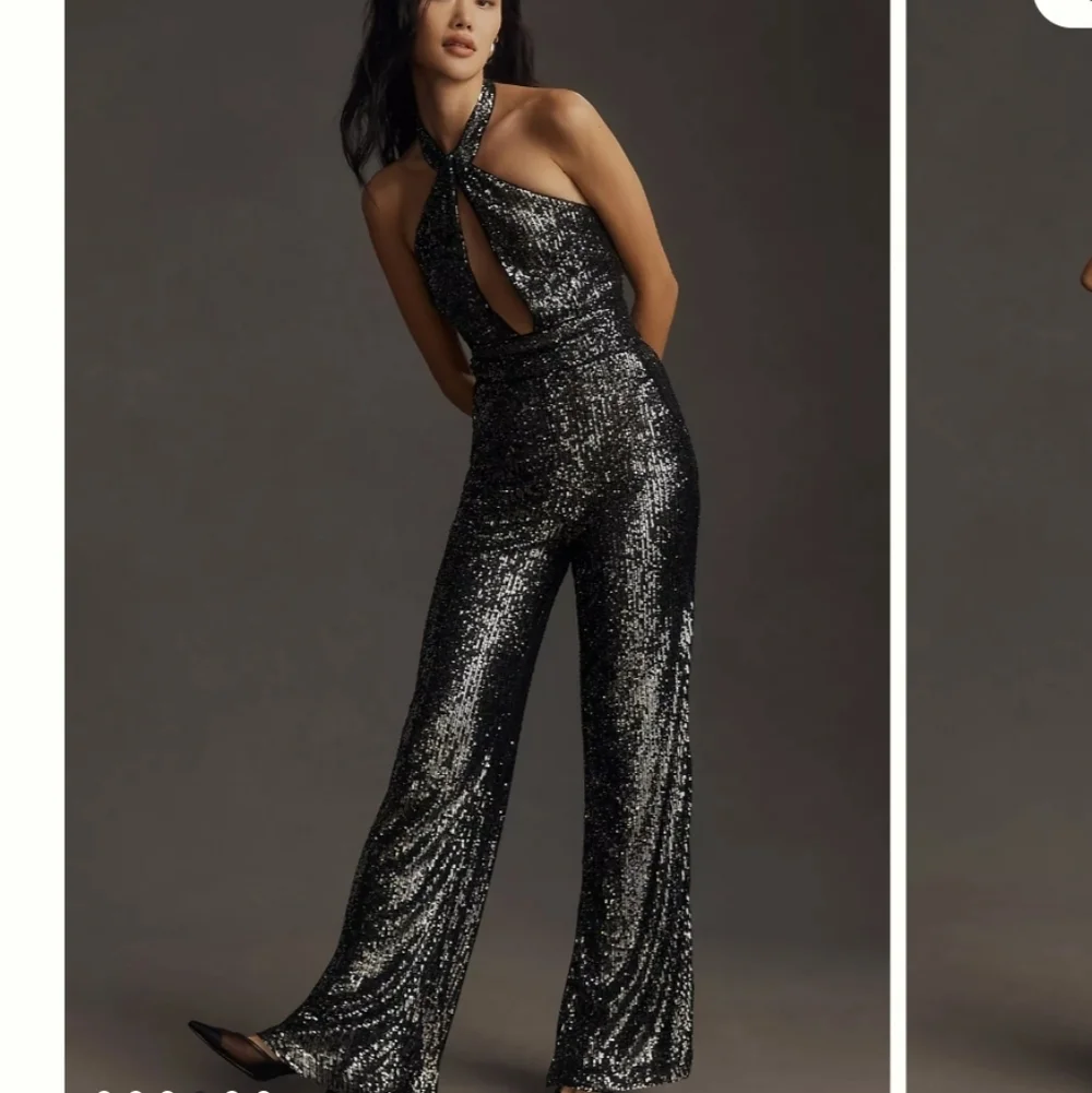 Maeve Rhinestone Halter Jumpsuit - Picture 1 of 11